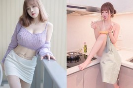 Đỏ mặt trước nàng hot girl “thả rông” mặc tạp dề nấu ăn