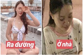 Ra đường và ở nhà hội chị em lộ ảnh khác "một trời một vực"