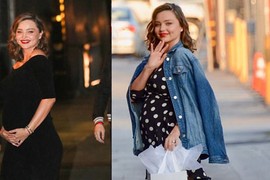 Miranda Kerr đi giày cao ngất ngưởng dù bụng bầu vượt mặt