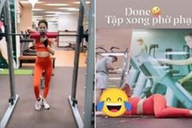 Hết giãn cách, Lệ Quyên quằn quại bò lê ở phòng tập 