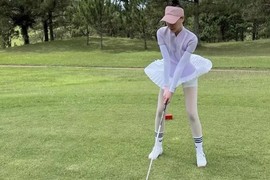 Nghi “toang” với chồng Diệp Lâm Anh, Quỳnh Thư chăm chơi golf hẳn