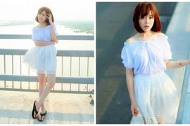 Hotgirl fan MU đi dép xỏ ngón thả dáng trên cầu Nhật Tân