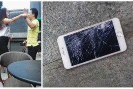 Gái xinh đập nát iPhone 6S màu hồng vì giận bạn trai