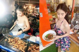 Hàng loạt hot girl Thái Lan ăn mặc hở hang để “câu” khách mua hàng