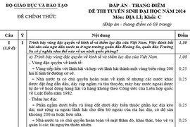 Đáp án các môn thi khối C 2014 của Bộ GD&ĐT