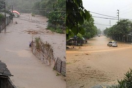 Mưa nhấn chìm nhà cửa của người dân ở Hòa Bình