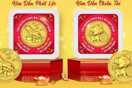 Sản phẩm vàng ép vỉ 999.9 hút khách ngày vía Thần Tài