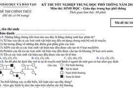 Đề và đáp án tốt nghiệp THPT môn Sinh học năm 2014