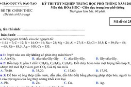 Đề và đáp án tốt nghiệp THPT môn Hóa học năm 2014