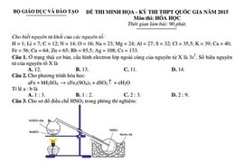 Đề thi minh họa THPT quốc gia 2015 môn Hóa và đáp án