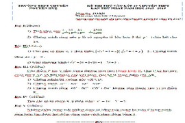 Đáp án, đề thi thử vào lớp 10 môn Toán chuyên Nguyễn Huệ