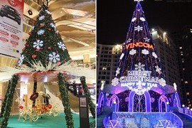 Ấn tượng loạt cây thông Noel “khủng” lộng lẫy ở Hà Nội