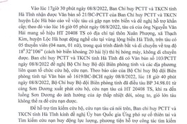 Nỗ lực tìm kiếm 5 ngư dân trên tàu cá mất tích ở Hà Tĩnh