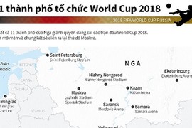 Infographic: 11 thành phố tổ chức World Cup 2018