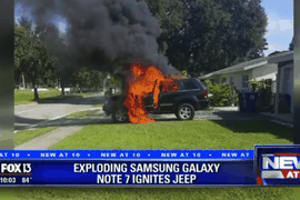 Galaxy Note 7 phát nổ, thiêu rụi một chiếc xe Jeep