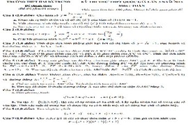 Đề thi thử THPT quốc gia môn Toán THPT Hai Bà Trưng - Huế