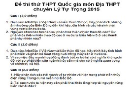  Đề thi thử THPT quốc gia 2015 môn Địa Chuyên Lý Tự Trọng 