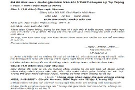  Đề thi thử THPT quốc gia 2015 môn Văn Chuyên Lý Tự Trọng 