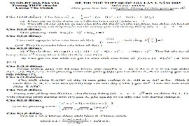 Đề thi thử THPT quốc gia 2015 môn Toán chuyên Lương Văn Chánh và đáp án