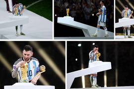 Khoảnh khắc Messi hôn lên chiếc cup dành cho đội vô địch