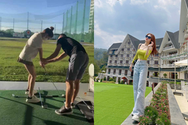 Tập tành chơi golf, em gái Công Vinh gặp tai nạn khó đỡ