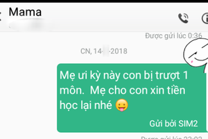 Nữ sinh "mặt dày" nhắn tin cho mẹ xin tiền học lại và cái kết "xanh rờn"