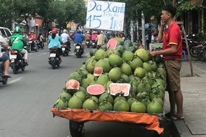 Bưởi da xanh, cam sành giá rẻ đồng loạt "xuống đường" ở Sài Gòn