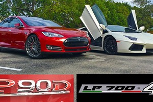 Xe điện Tesla Model S cho Lamborghini Huracan "hít khói"