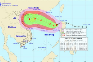 Bão số 11 hướng vào miền Trung Việt Nam có thể mạnh cấp 16