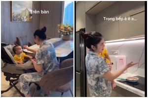 MC Thu Hoài ở nhà chăm con có mặc sang chảnh như lên sóng?