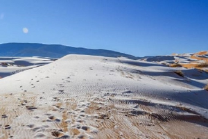 Người dân thích thú tới sa mạc Sahara để... nặn người tuyết