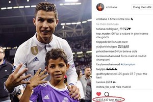 Top 10 ảnh nhận siêu bão like của Ronaldo trên Instagram