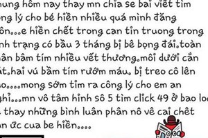 Nghi án cô gái bầu 3 tháng bị xâm hại dã man đến chết