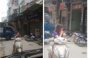 Video: "Ninja" dừng giữa đường nghe điện thoại không cho ôtô đi qua