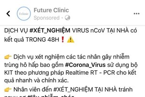 Phòng khám Future Clinic quảng cáo dịch vụ xét nghiệm virus corona tại nhà, Sở Y tế vào cuộc