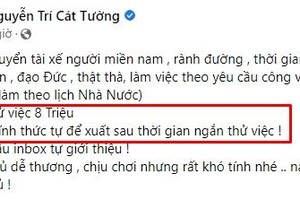 Tuyển tài xế, Cát Tường bị dân mạng la ó 'trả lương quá thấp'