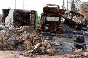 Cảnh tan hoang trong khu vực vừa được giải phóng tại Aleppo