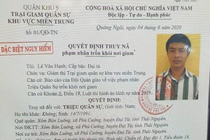 Truy nã đặc biệt đối với kẻ sát nhân Triệu Quân Sự