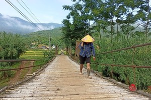 Những cây cầu ọp ẹp chòng chành vắt qua suối chảy xiết, lo ngại tai nạn mùa lũ về