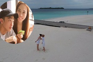 Cường Đô la - Đàm Thu Trang hôn nhau tình tứ tại Maldives