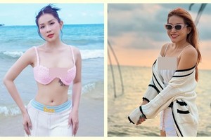 Gu thời trang đi biển gợi cảm của Khả Như