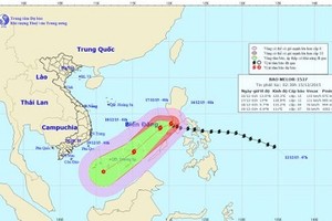 Bão Melor đang tiến thẳng quần đảo Trường Sa