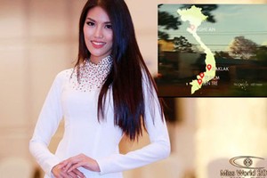 Lan Khuê đưa bản đồ có Hoàng Sa, Trường Sa đến Miss World