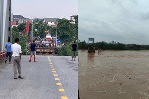 Cận cảnh khu vực cầu Phong Châu bị sập ở Phú Thọ