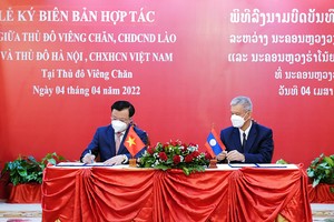 Hội nghị xúc tiến ĐTTM Hà Nội - Viêng Chăn thu hút 100 doanh nghiệp tham dự