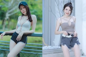 Hot girl xinh đẹp diện áo xẻ sâu, quần ngắn khoe body cực phẩm