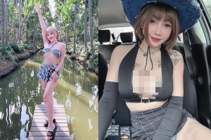 Đỏ mặt hot girl mặc hớ hênh khoe dáng nơi miệt vườn