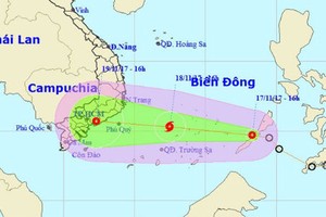 Áp thấp nhiệt đới nhắm vào các tỉnh Nam Bộ