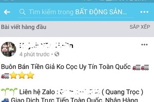 Ngang nhiên rao bán tiền giả trên Facebook