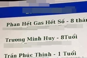 Giật mình xuất hiện cậu bé có tên ‘Phan Hết Gas Hết Số’ 